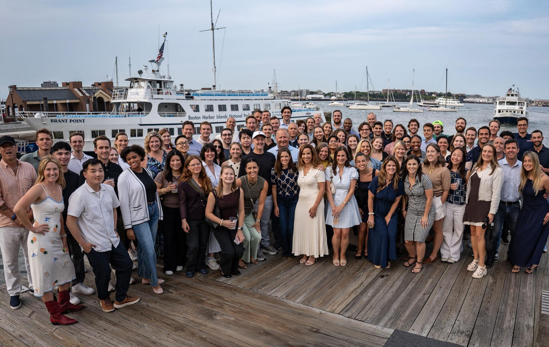 The Pixability team gathered on a Boston Harbor pier